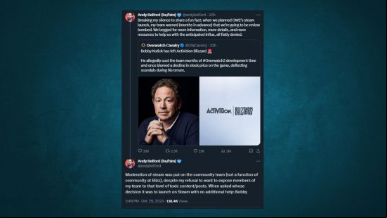 Activision Blizzard community manager speaking out against former CEO on Twitter.