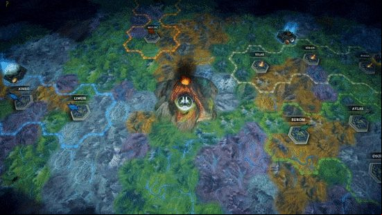 A turquoise glow lights the path through the city in Against the Storm, one of the best strategy games.