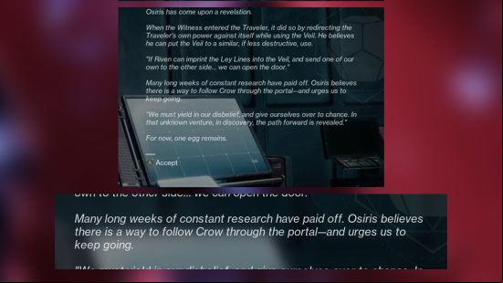 A spoiler for Destiny 2's seasonal event, seen in-game. 