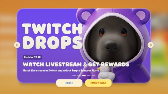 Party Animals Twitch Drops: Purple Raincoat Fluffy.