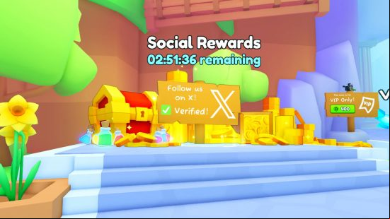 The social rewards spot used to get free diamonds in Pet Simulator 99.