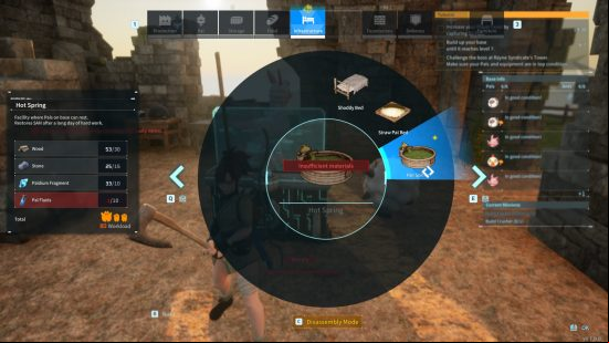 selecting a hot spring in a palworld building menu