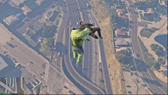 GTA 5 mods: The Hulk script mod.