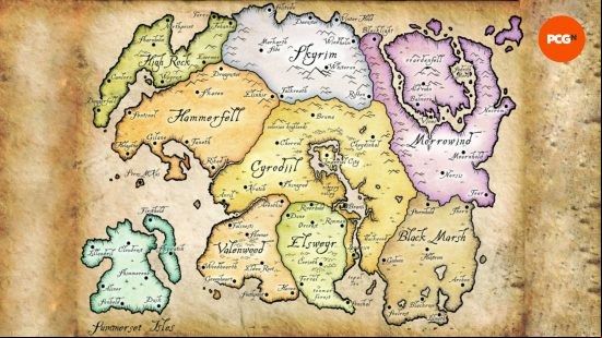 The Elder Scrolls 6 map - a rendition of the entire Elder Scrolls world map.