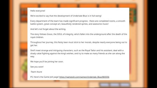 Undertale Blue fan game: the Reddit post outlining the Undertale Blue game