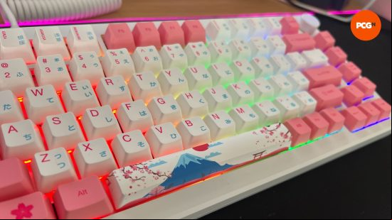 A left side view of the Akko MOD007B gaming keyboard