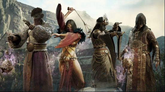 four dragons dogma 2 tricksters wearing different sets of armor