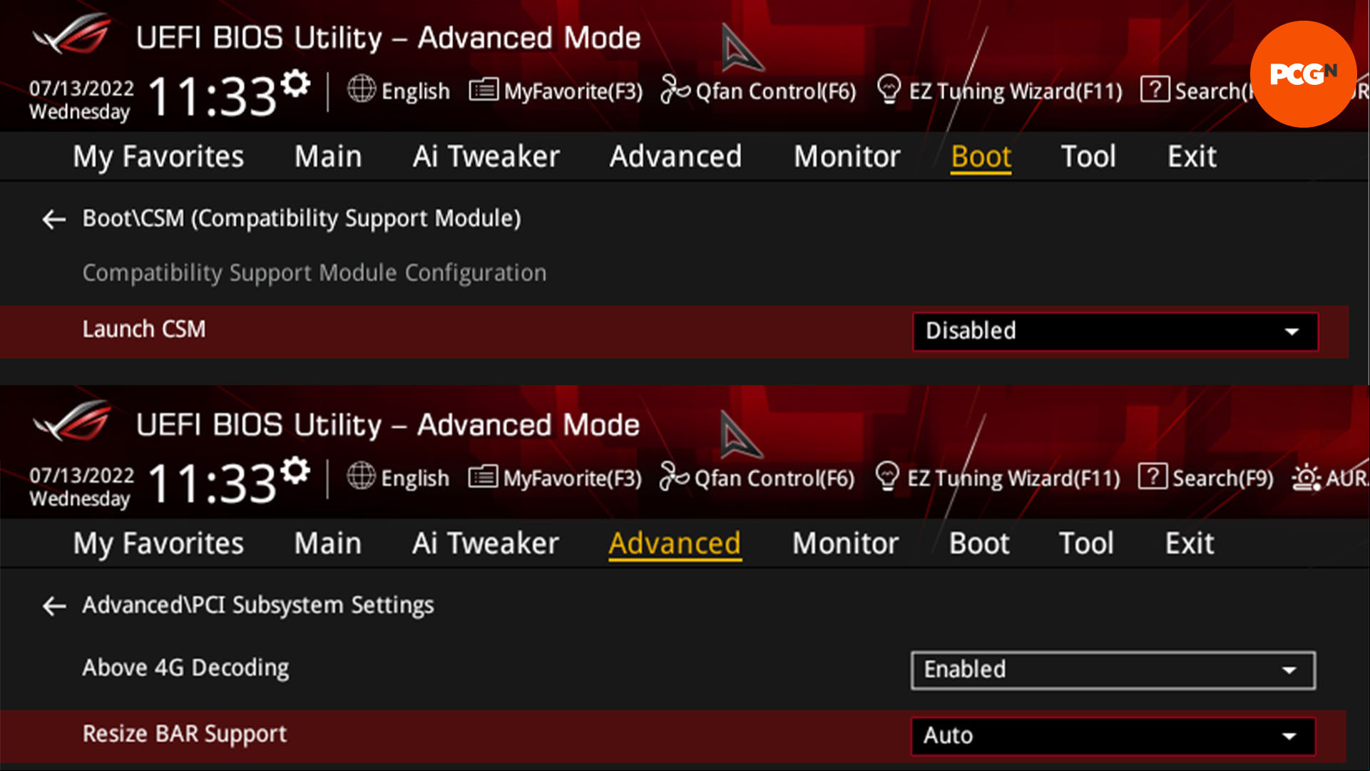 How to build a gaming PC: Enable resizable BAR
