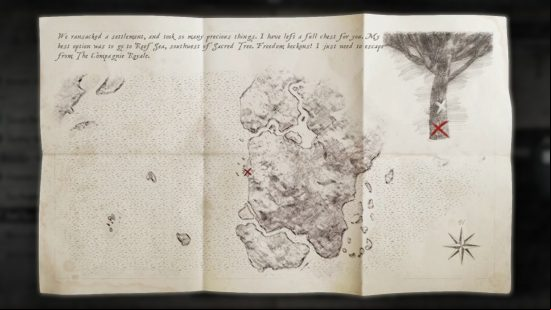 The Reef Sea treasure map in Skull and Bones.