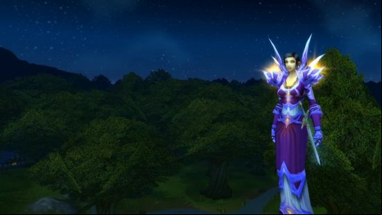 The best WoW Classic SoD Phase 2 classes: a mage in blue and purple robes