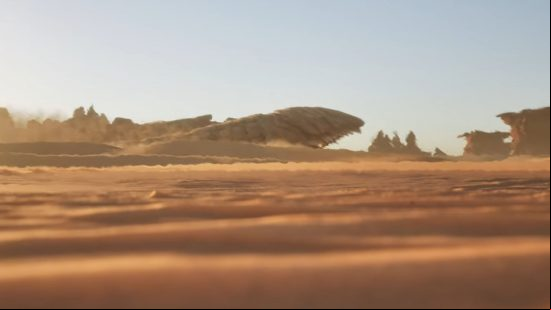 Dune awakening trailer graphics: a landscape shot of desert sand going on for miles