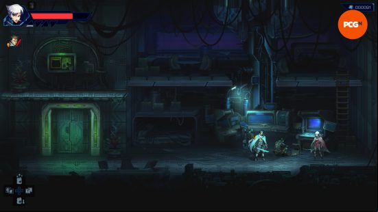 Anima Flux - A screenshot of the two protagonists meeting an engineer.