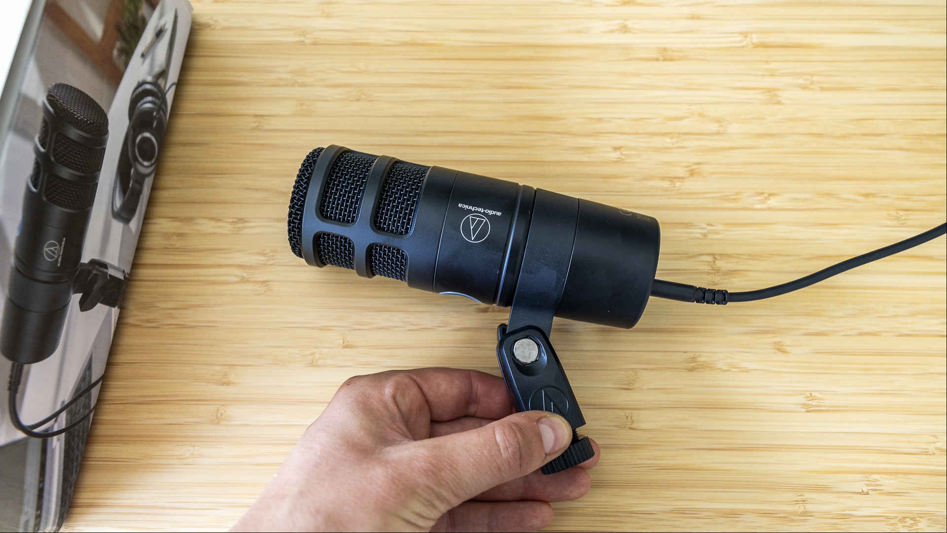 Audio Technica review image showing the microphone from the side.