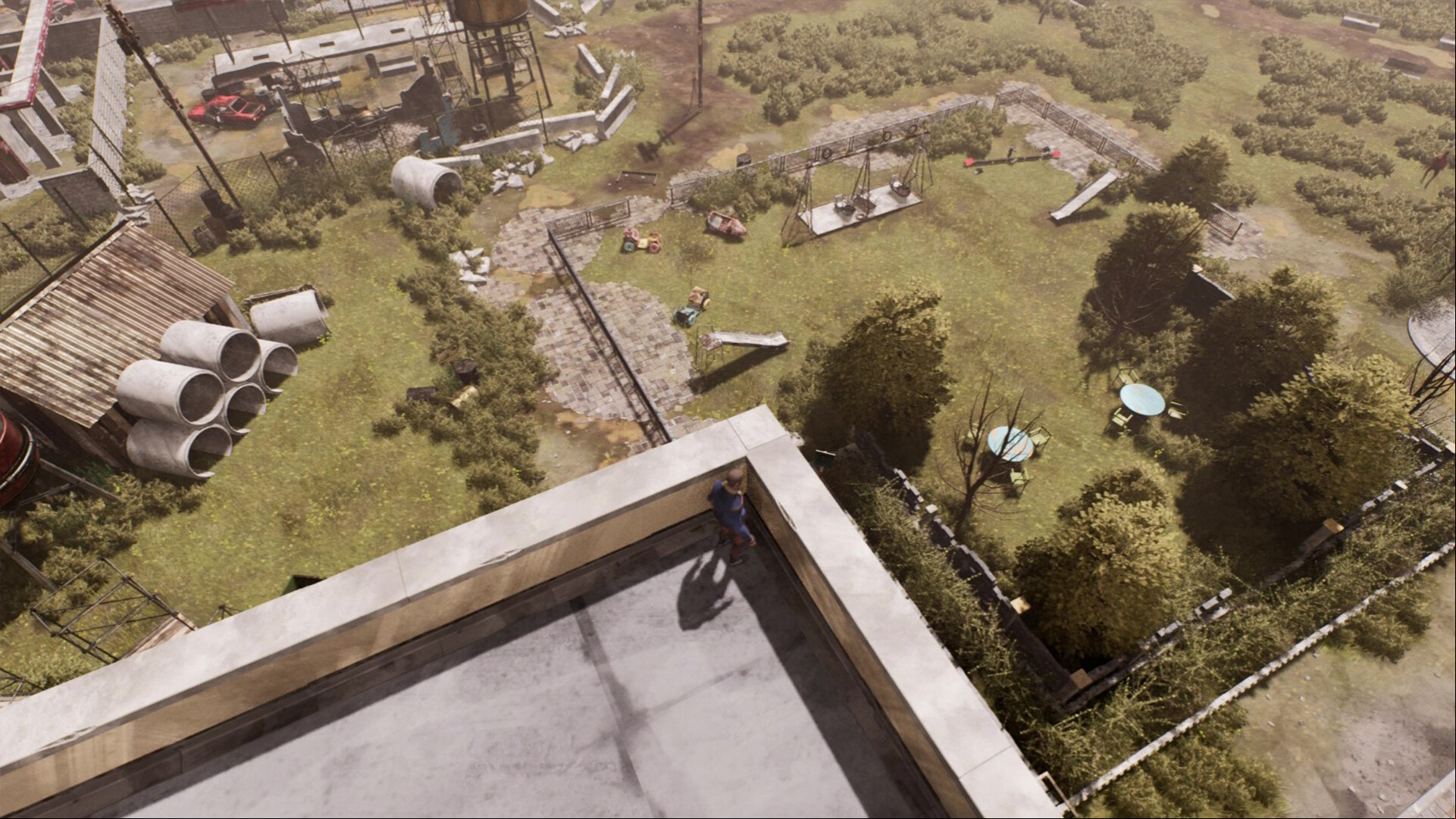 City 20 Steam sandbox game: A character surveys a garden in Steam sandbox game City 20