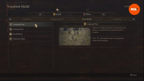Dragon's Dogma 2 Archer skills: a menu showing the abilities of an archer in the game Dragon's Dogma 2.