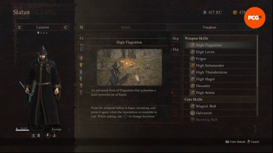 The Dragon's Dogma 2 Sorcerer skills menu showing High Salamander.