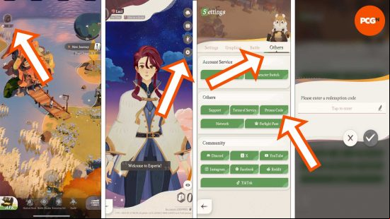 The four-step process for redeeming AFK Journey codes.