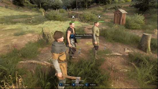 Bellwright early access review: a small band of villagers carrying makeshift weapons.