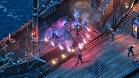Best games like BG3: two pirate crews firing on each other in Pillars of Eternity 2 Deadfire.