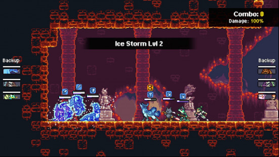 Best games like Pokemon: a tense battle taking place between two teams of monsters in Monster Sanctuary