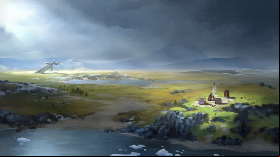 Best viking games: a gorgeous, lush landscape in Northgard