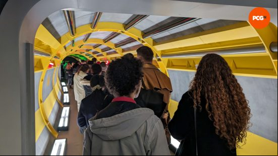 Fallout show on Prime - Photograph from the London event of a tunnel decorated to resemble the interior corridors of Vault 33 from the show.
