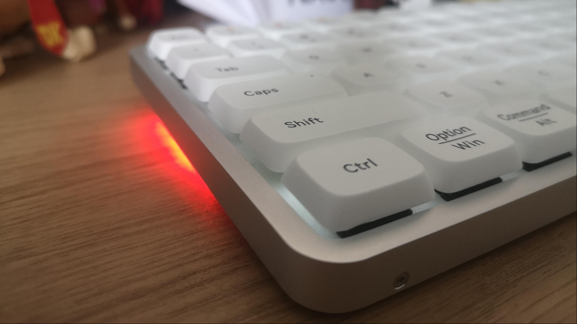 Lofree Flow Mechanical Keyboard review image showing a zoomed in view of the CTRL key and other surrounding keys.