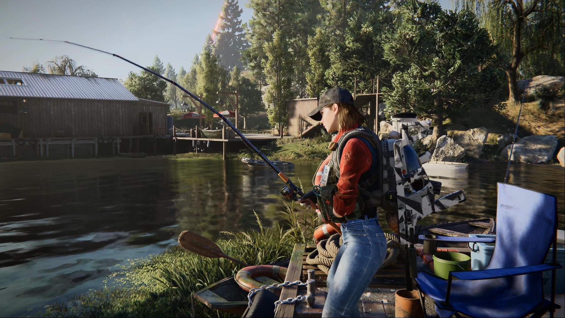 Once Human Steam survival game: A character fishing in Steam survival game Once Human