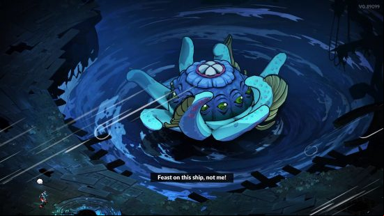 Hades 2 bosses: a birds eye view of a gigantic sea monster.