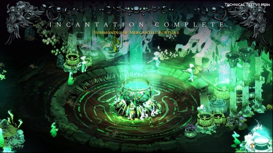 Hades 2 incantation: the cauldron glows green when an incantation is done