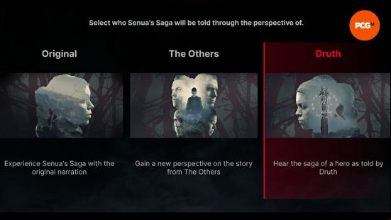The Main Story menu with the Druth narration highlight, the Hellblad 2 Lorestangir reward. 