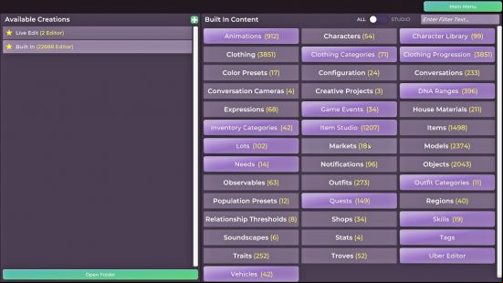 The Life by You mods as they appear in the built-in custom content tools and editor.