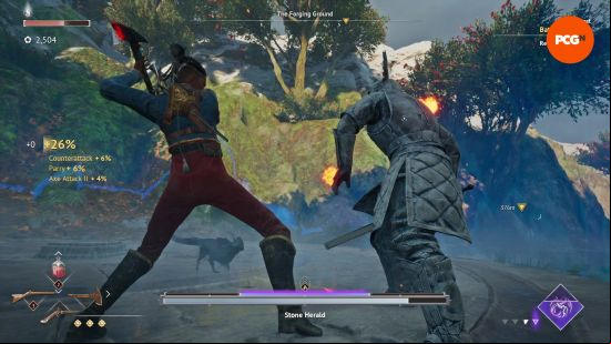 Flintlock The Siege of Dawn preview: Nor performs a perfect melee parry against the Stone Herald boss.