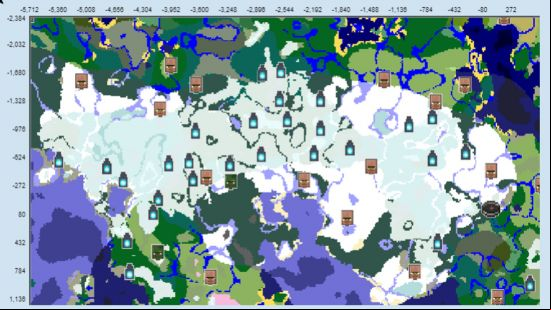 A top down image of a Minecraft map showing 25 Ancient Cities in a 5,000 block radius in one of the best Minecraft seeds.