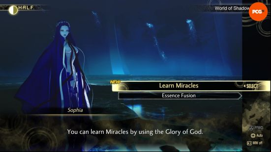 The option to spend Glory & learn Miracles in Shin Megami Tensei V: Vengeance
