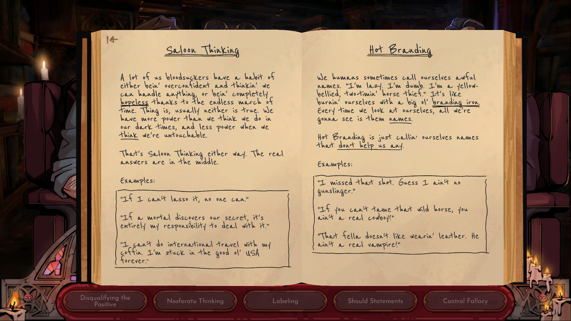 A notepad showing various explanations for different mental health issues