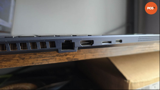 MSI Stealth 16 AI Studio A1V review: ports on left of the laptop