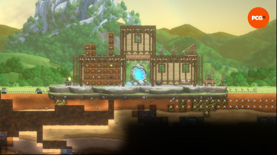 golems mine and bring what they find back to storage in little wooden houses atop a large stone foundation