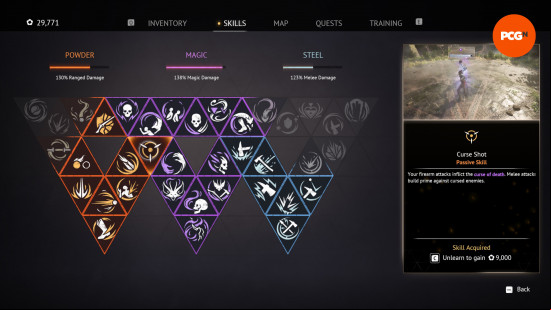 the curse shot skill on the flintlock skill tree
