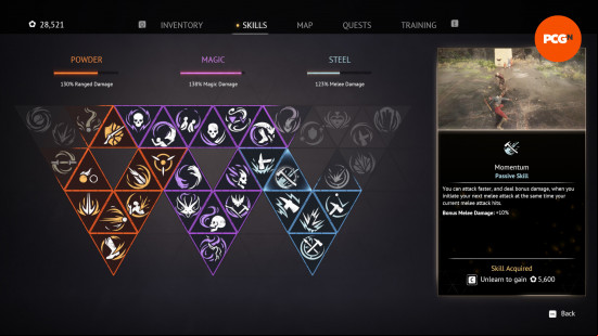 the momentum skill location on the skill tree in flintlock