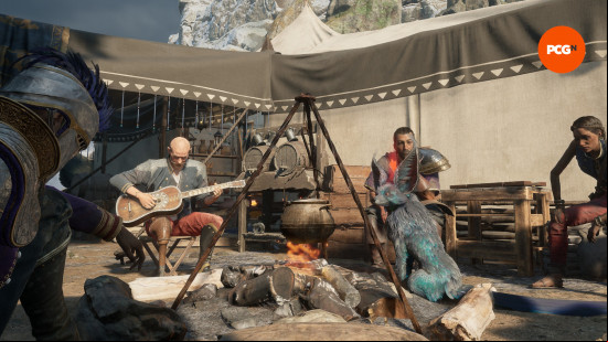 nor and her companions resting at camp