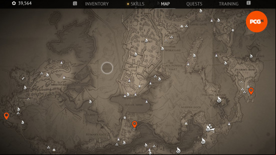 flintlock map showinh three peaks shrine locations