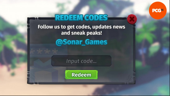 The menu to redeem Creatures of Sonaria codes