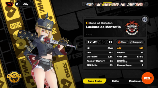 Zenless Zone Zero Signal Store Lucy leaving: A screenshot of Lucy in the roster page, with the character posing on the left side with her baseball bat over her shoulder.