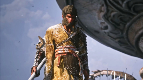 Best Black Myth Wukong build: The Destined One stands his ground in powdered snow.