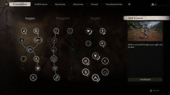 Black Myth Wukong skills and abilities: deft evasion