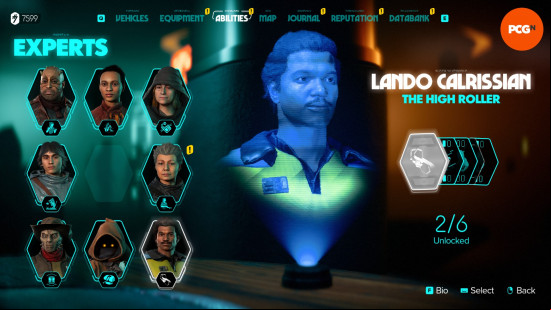 Lando Calrissian, one of the Star Wars Outlaws experts, highlighted among seven others.