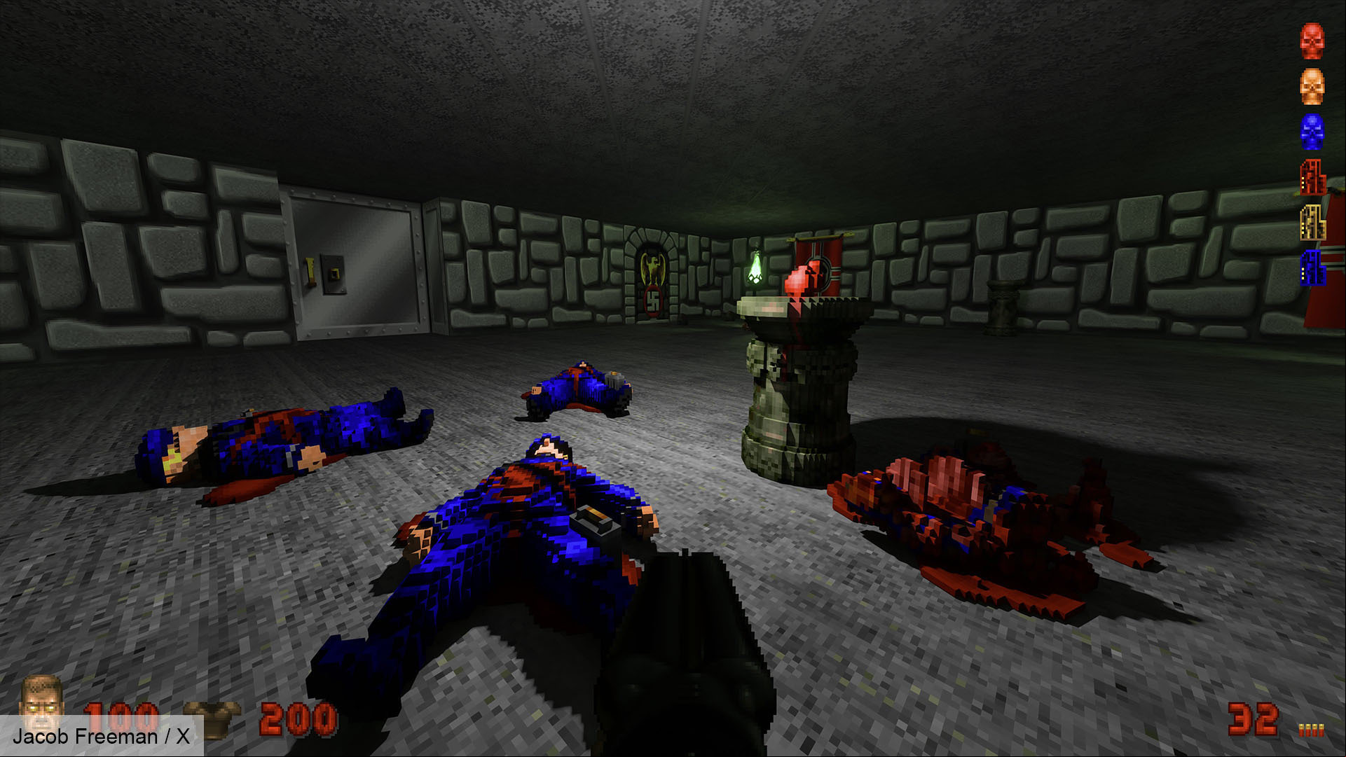 Wolfenstein 3D with Nvidia RTX path tracing in hidden Doom II level