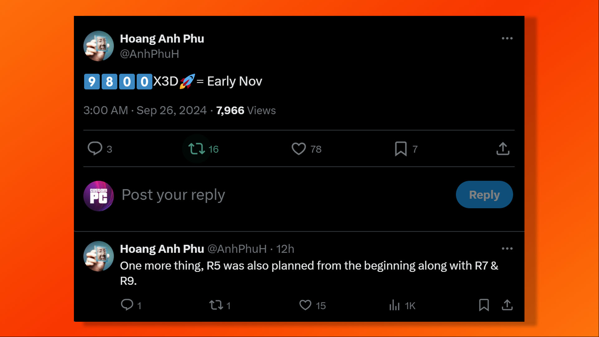 AMD Ryzen 5 9600X3D leak, from Hoang Anh Phu on X (formerly Twitter)