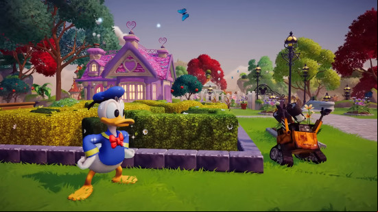 Best Apple Arcade games: Disney Dreamlight Valley: Arcade Edition. Image shows Donald Duck and Wall-E hanging out.